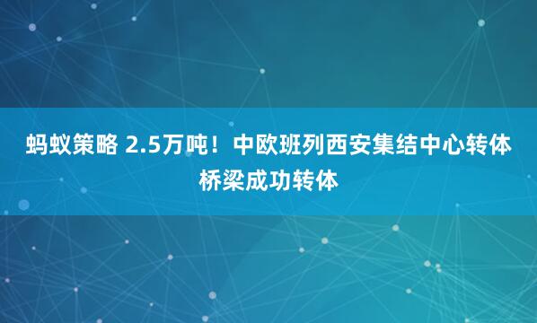 蚂蚁策略 2.5万吨！中欧班列西安集结中心转体桥梁成功转体