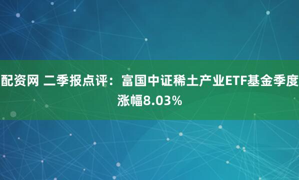 配资网 二季报点评：富国中证稀土产业ETF基金季度涨幅8.03%