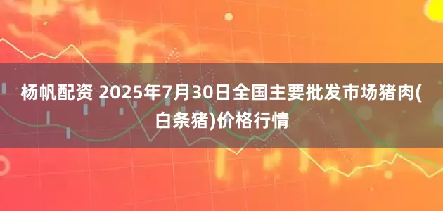杨帆配资 2025年7月30日全国主要批发市场猪肉(白条猪)价格行情